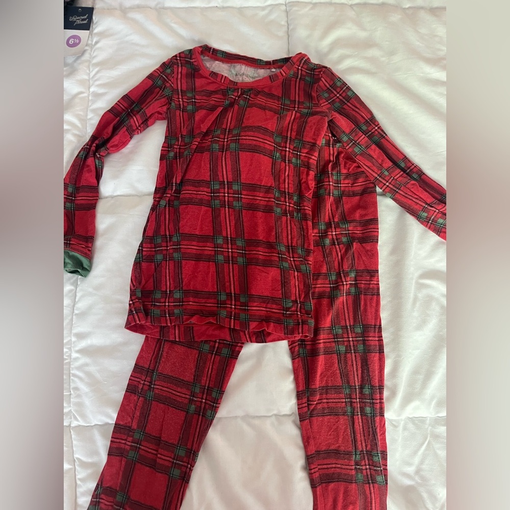 Angel Dear Red and Green Plaid Kids Pajama Set